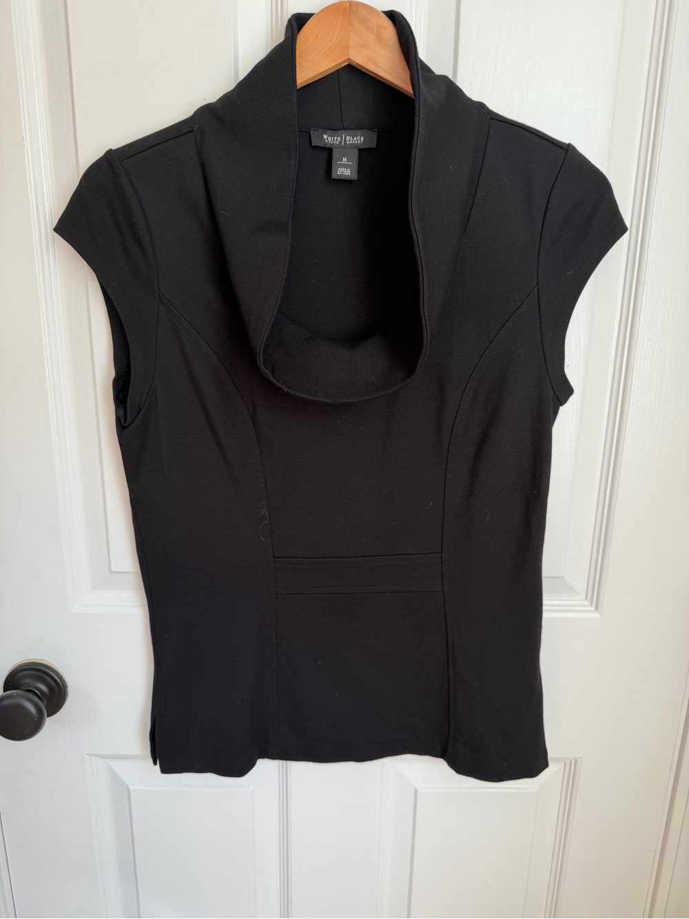 🍂 5/$25 White House Black Market Black Draped Cowl Neck Cap Sleeve Top